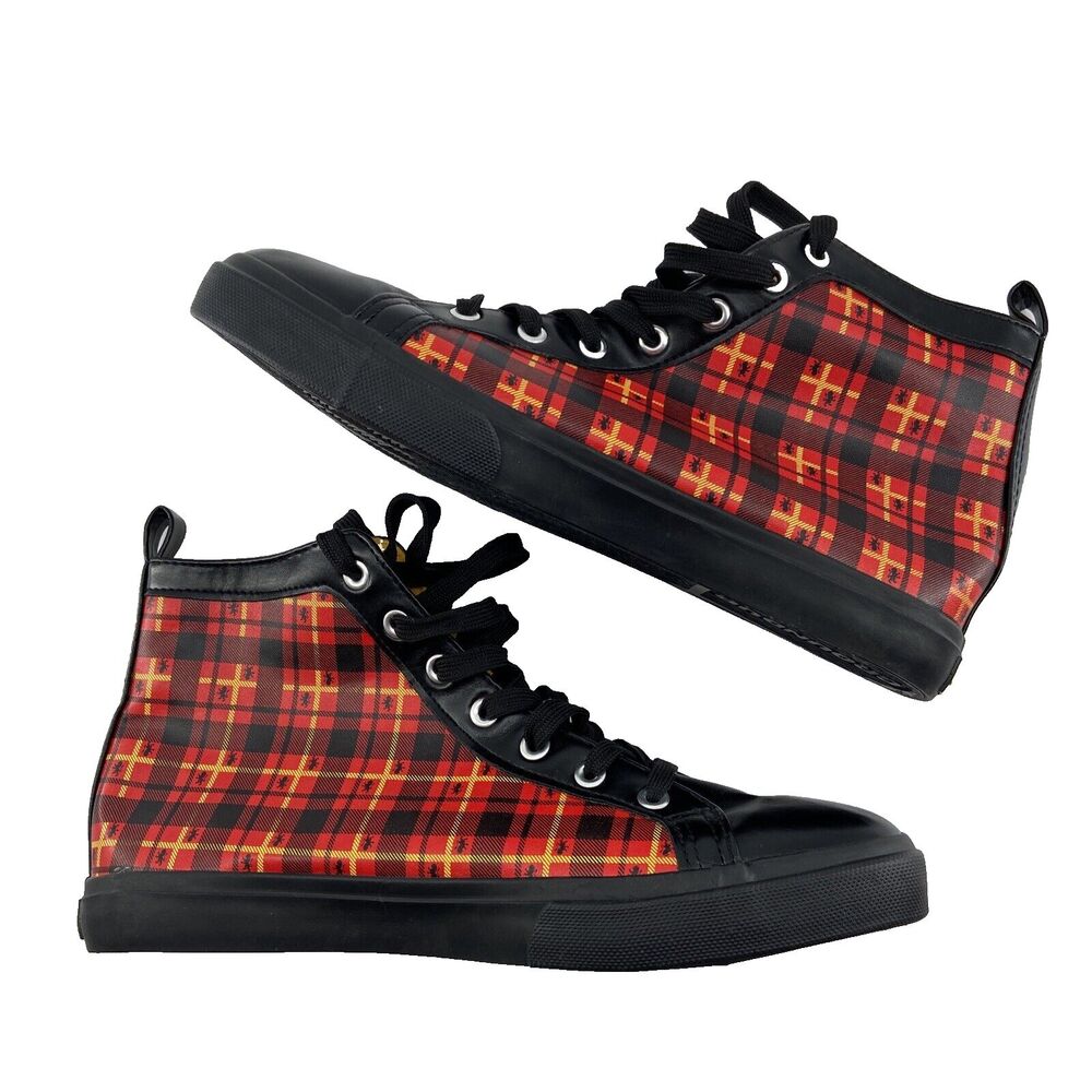 Harry Potter Gryffindor Shoes Men's Sz 8 Red Plaid Hightop Hot Topic Sneakers